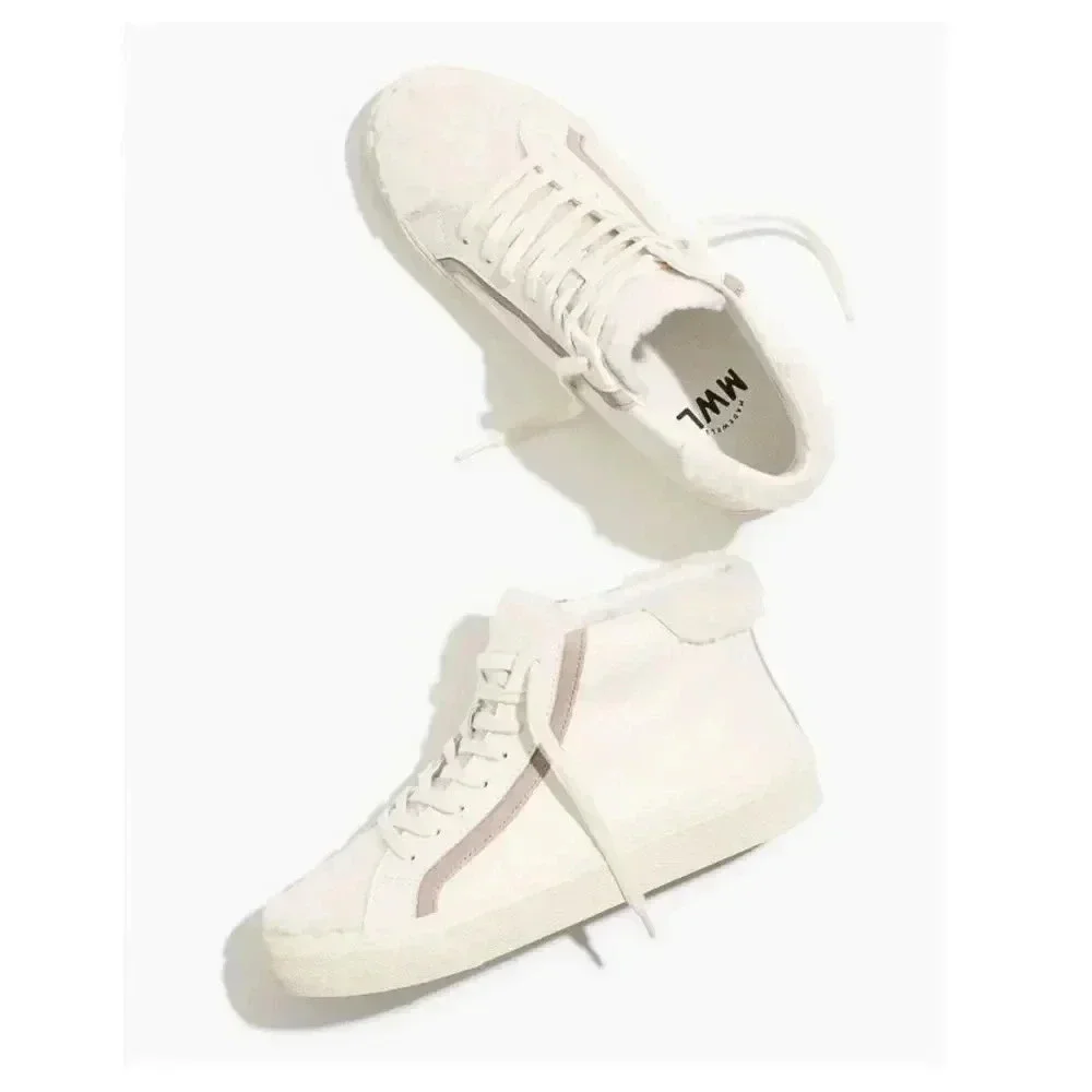 Madewell Sidewalk Leather Sneakers Sherpa Fur 90s Retro Y2K